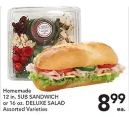 Pete's Fresh Market Homemade 12 in. SUB SANDWICH or 16 oz. DELUXE SALAD offer