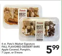 Pete's Fresh Market 4 ct. Pete's Market Signature FALL FLAVORED DESSERT BARS offer