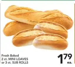 Pete's Fresh Market Fresh Baked 2 ct. MINI LOAVES or 3 ct. SUB ROLLS offer