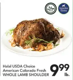 Pete's Fresh Market Halal USDA Choice American Colorado Fresh WHOLE LAMB SHOULD offer