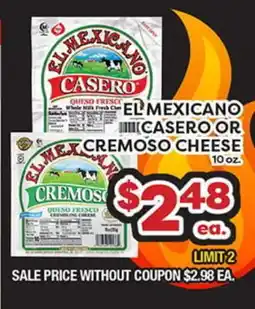 Torres Supermercado EL MEXICANO CASERO OR CREMOSO CHEESE offer