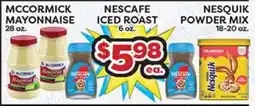 Torres Supermercado MCCORMICK MAYONNAISE, NESCAFÉ ICED ROAST, NESQUIAK POWDER MIX offer