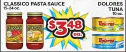 Torres Supermercado CLASSICO PASTA SAUCE, DOLORES TUNA offer
