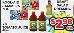 Torres Supermercado KRAFT SALAD DRESSING, V8 TOMATO JUICE, Kool-Aid Jammers offer