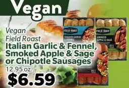Living Fresh Market Vegan Field Roast Italian Garlic & Fennel, Smoked Apple & Sage or Chipotle Sausages offer