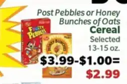 Living Fresh Market Post Pebbles or Honey Bunches of Oats Cereal offer