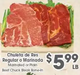 Arteagas Food Center Beef Chuck Steak Bone-In offer