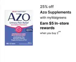Walgreens Azo Urinary Pain Relief offer