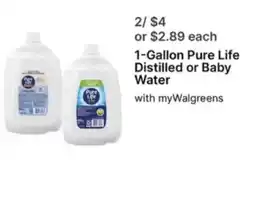 Walgreens Pure Life Distilled or Baby Water offer