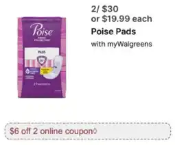 Walgreens Poise Pads offer