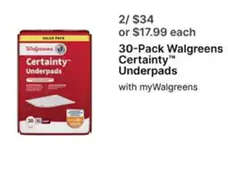 Walgreens Walgreens Certainty Underpads offer