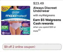 Walgreens Always discreet underwear offer
