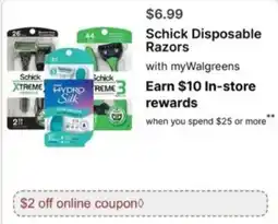 Walgreens Schick Disposable Razors offer