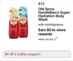 Walgreens Old Spice GentleMan's Super Hydration Body Wash offer