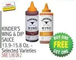Ingles Markets Kinder's Wing & Dip Sauce offer