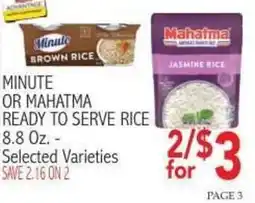 Ingles Markets Minute or Mahatma ready to serve rice offer