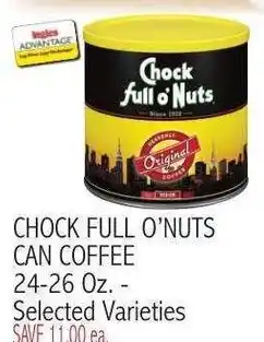 Ingles Markets Chock full o' nuts can coffee offer