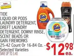 Ingles Markets Tide liquid or pods laundry detergent, dreft laundry detergent, downy rinse, scent beads offer