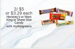 Walgreens Hershey's or Mars King or Share Size Candy offer