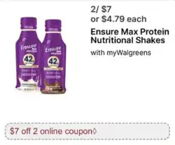 Walgreens Ensure Max Protein Nutritional Shakes offer