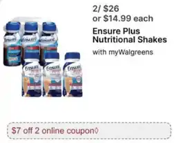 Walgreens Ensure Plus Nutritional Shakes offer