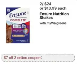 Walgreens Ensure Nutrition Shakes offer