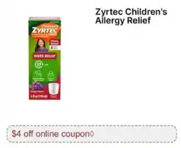 Walgreens Zyrtec Children's Allergy Relief offer