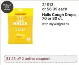 Walgreens Halls Cough Drops offer