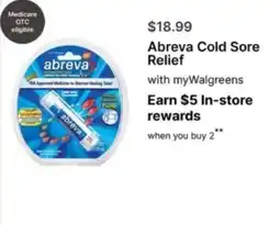 Walgreens Abreva Cold Sore Relief offer