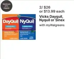 Walgreens Vicks Dayquil, Nyquil or Sinex offer