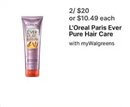 Walgreens L'Oreal Paris Ever Pure Hair Care offer