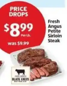 Aldi Black Angus Fresh Angus Petite Sirloin Steak offer
