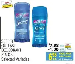 Ingles Markets Secret Outlast Deodorant offer