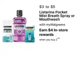 Walgreens Listerine Pocket Mist Breath Spray or Mouthwash offer