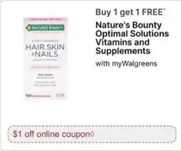 Walgreens Nature's Bounty Optimal Solutions Vitamins and Supplements offer