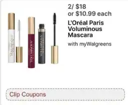 Walgreens L'Oréal Paris Voluminous Mascara offer