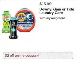 Walgreens Downy, Gain or Tide Laundry Care offer