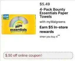Walgreens Bounty essentials paper towels offer