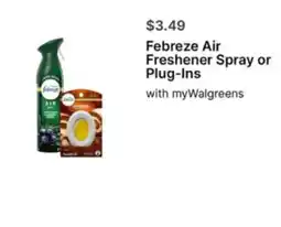 Walgreens Febreze Air Freshener Spray or Plug-Ins offer