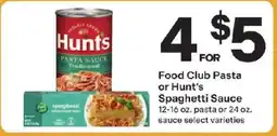 Coborn's Food Club Pasta or Hunt's Spaghetti Sauce offer