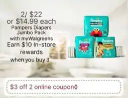 Walgreens Pampers Diapers Jumbo Pack offer