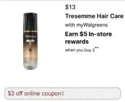 Walgreens Tresemme Hair Care offer