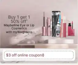 Walgreens Maybelline Eye or Lip Cosmetics offer