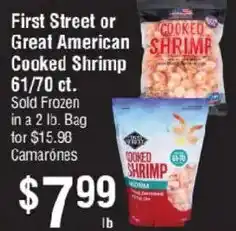 First Street or Great American cooked shrimp