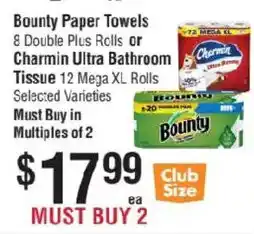 Smart & Final Bounty Paper Towels or Charmin Ultra Bathroom Tissue offer