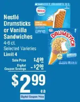 Smart & Final Nestle Drumsticks or Vanilla Sandwiches offer
