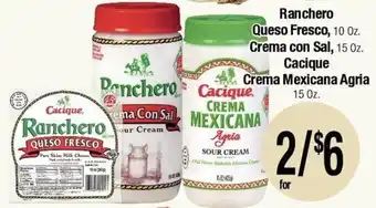 Ranchero Queso Fresco, Cacique Crema Mexicana Agria