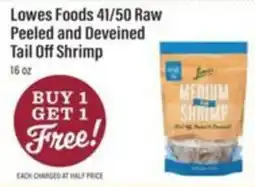 Lowes Foods Lowes Foods 41/50 Raw Peeled and Deveined Tail Off Shrimp offer