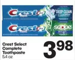 Harp's Market Crest Select Complete Toothpaste offer