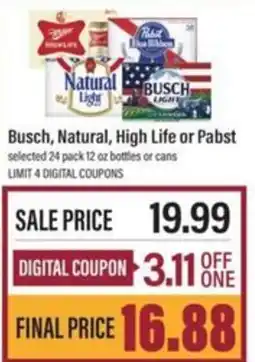 Lowes Foods Busch, Natural, High Life or Pabst offer